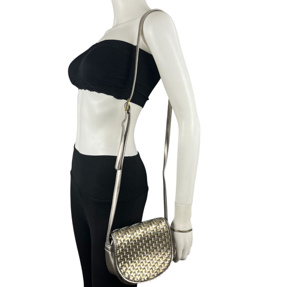 Metallic Silver Gold Woven‎ CrossBody Bag